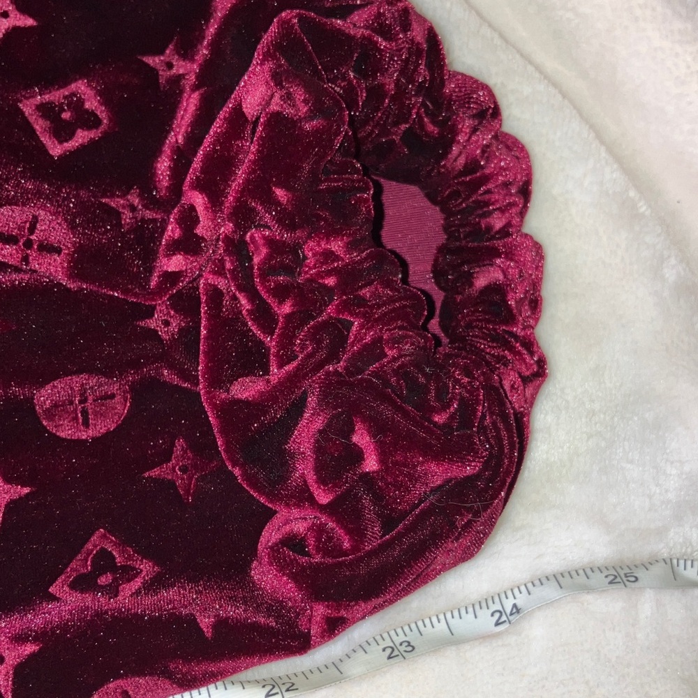 Velvet Burgundy Patterned Pants - Picture 7 of 9